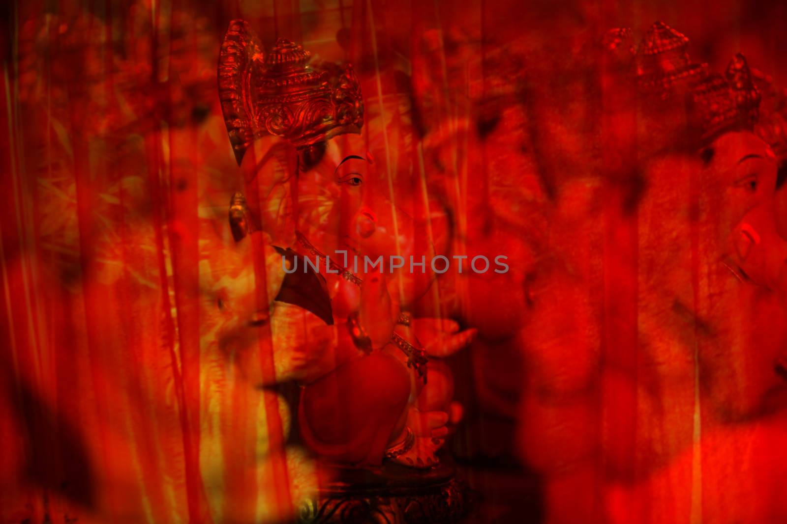 Lord Ganesh in Red Curtains by thefinalmiracle