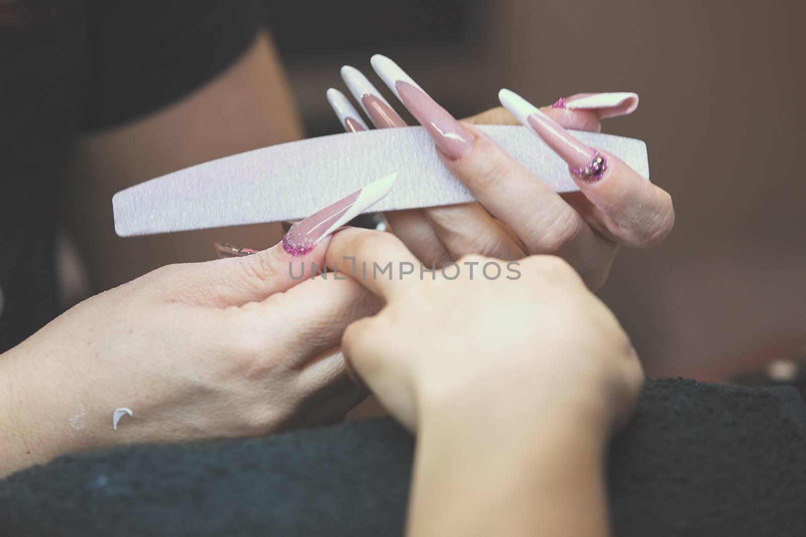 manicure artificial nails, note shallow depth of field