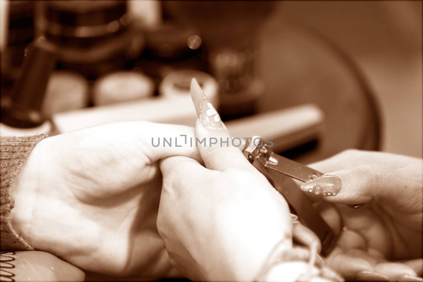 manicure artificial nails, note shallow depth of field