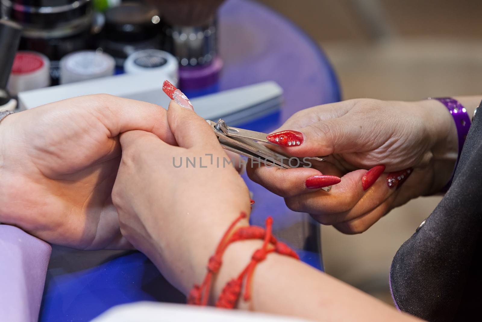 manicure artificial nails, note shallow depth of field