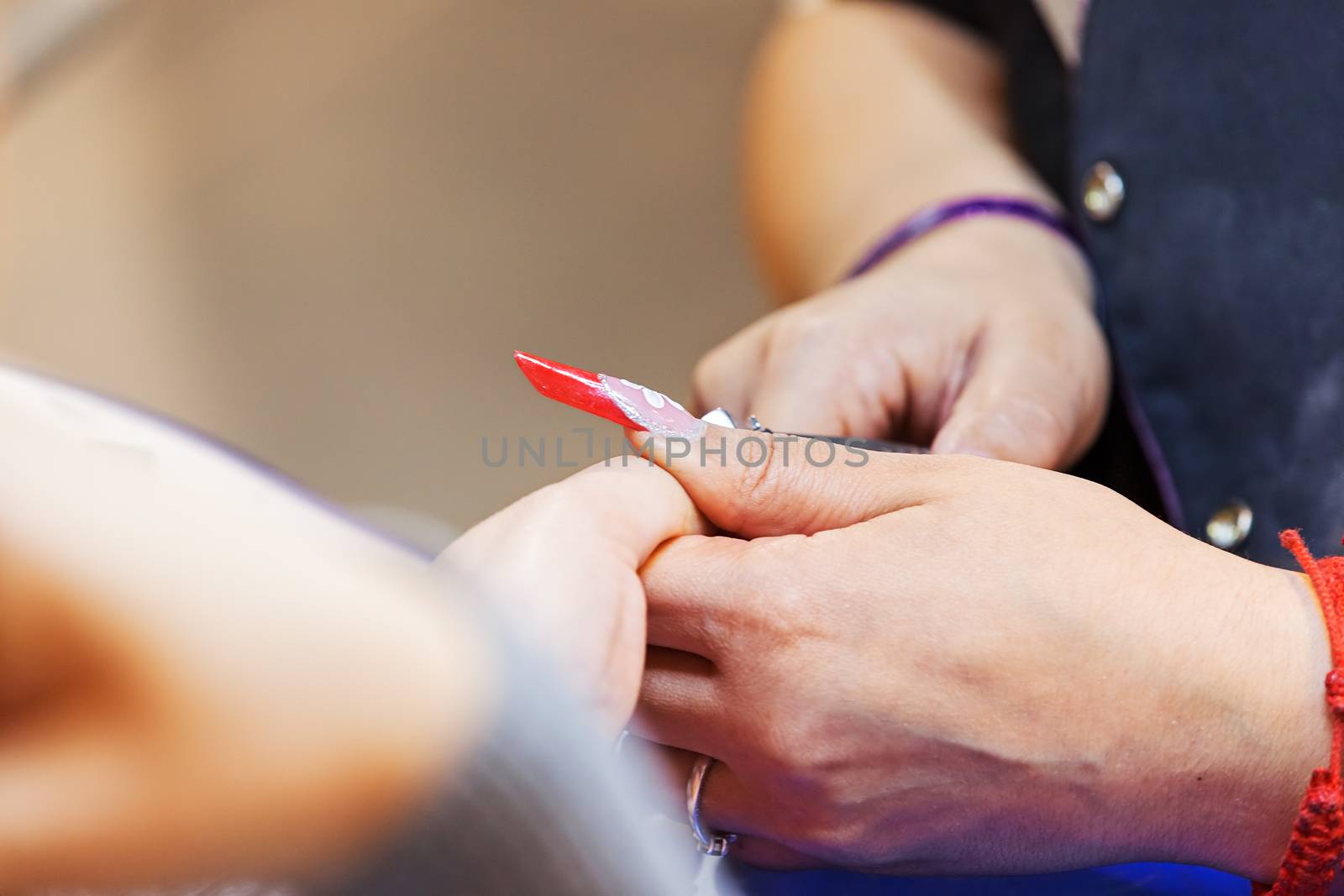 manicure artificial nails, note shallow depth of field