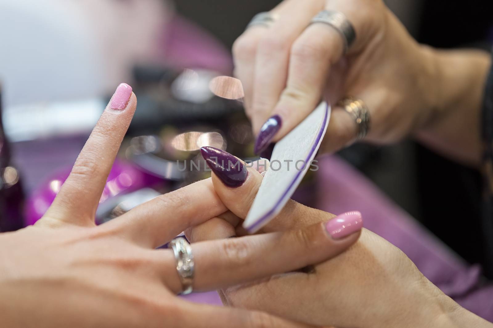 manicure artificial nails, note shallow depth of field