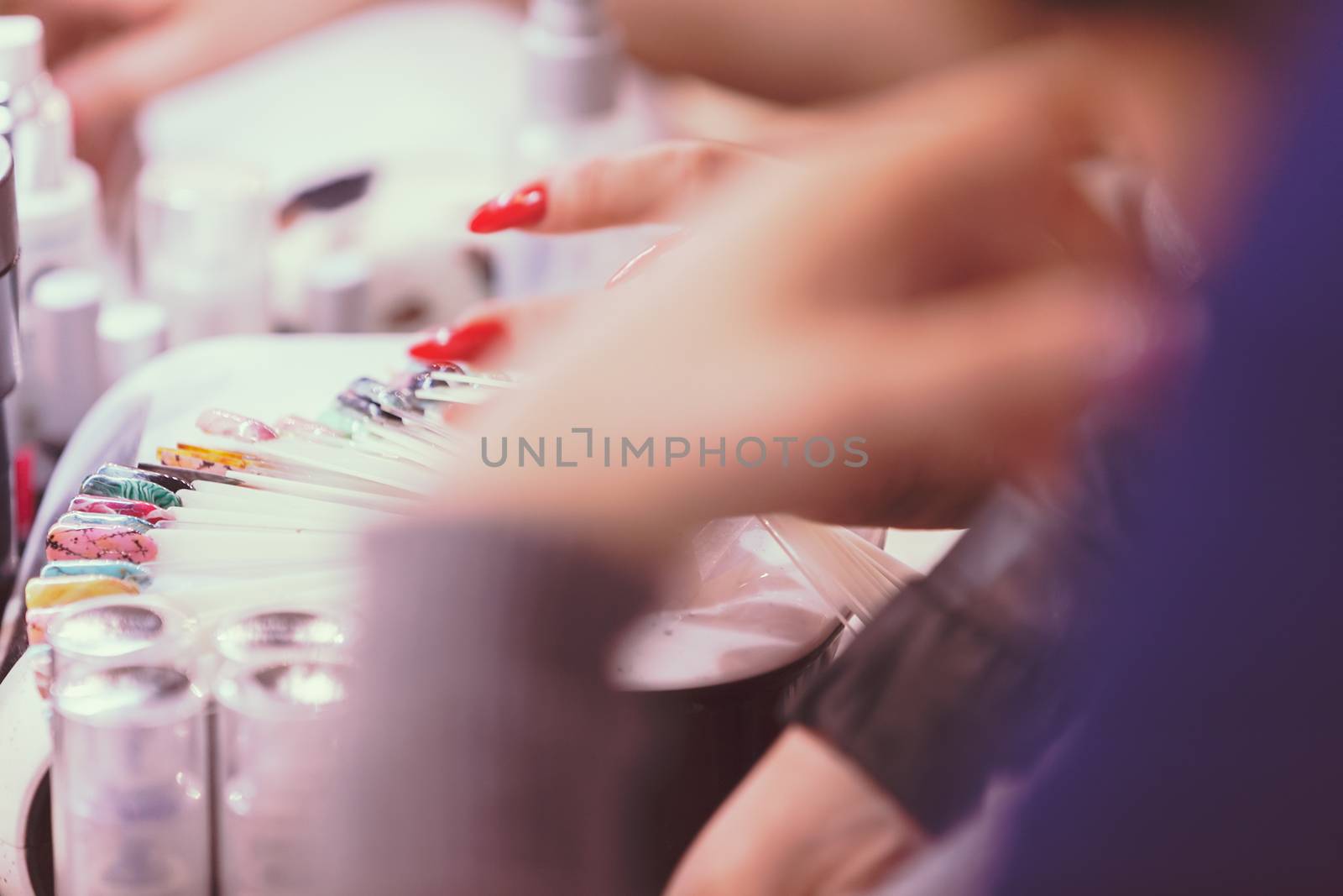 manicure artificial nails, note shallow depth of field