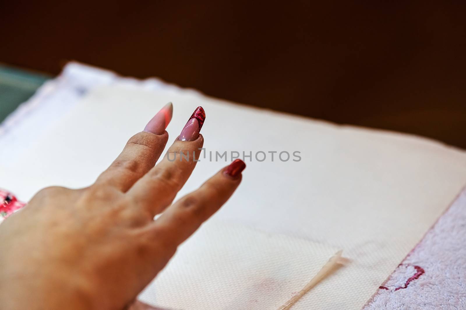 manicure artificial nails, note shallow depth of field