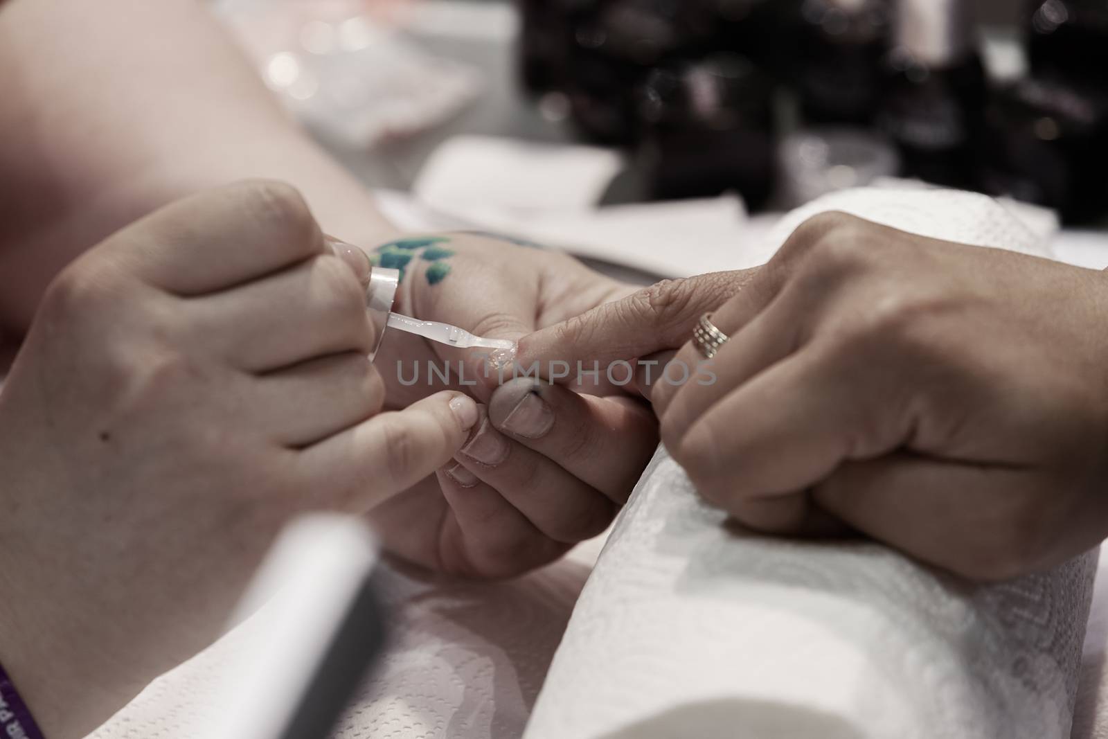 manicure artificial nails, note shallow depth of field