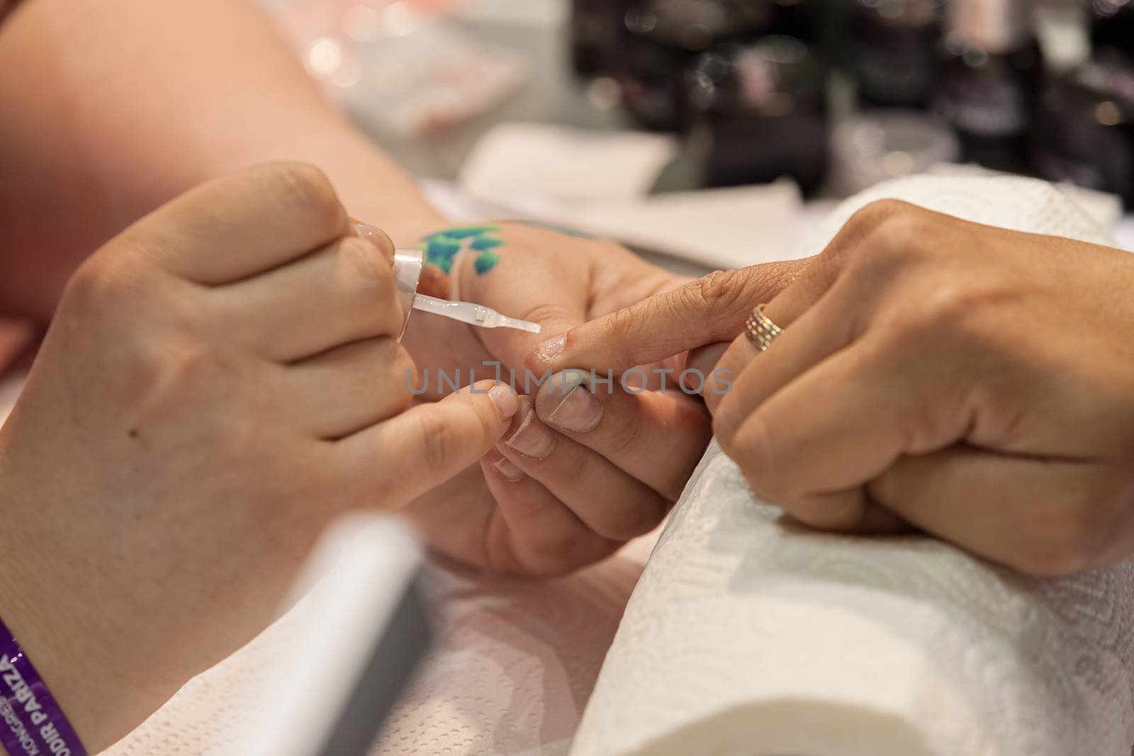 manicure artificial nails, note shallow depth of field