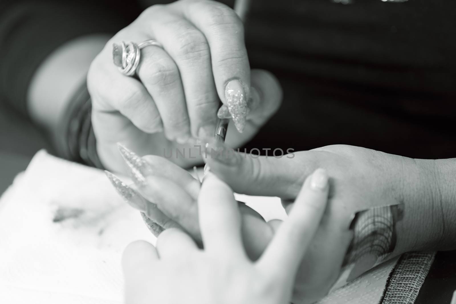 manicure artificial nails, note shallow depth of field