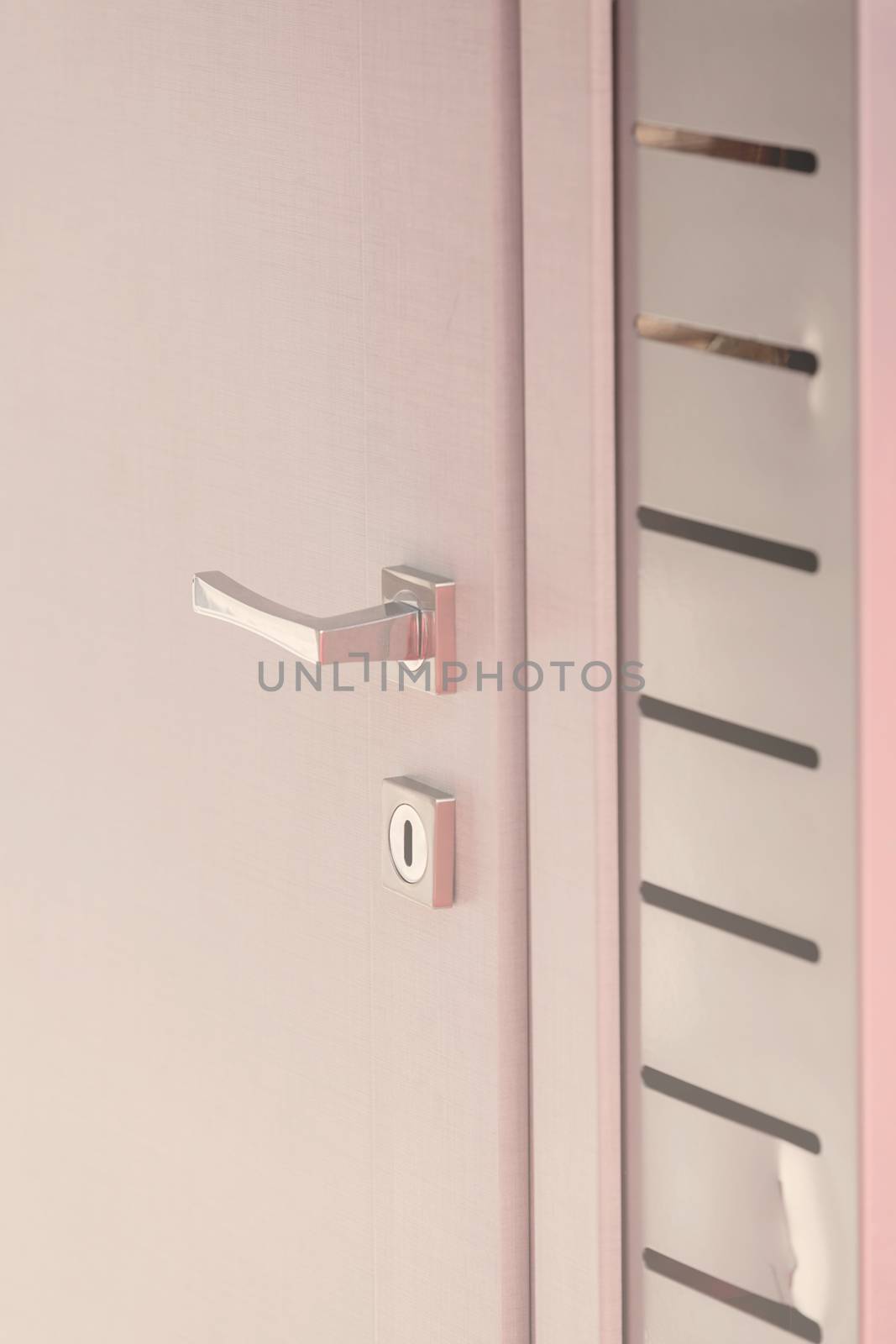 system to close doors, note shallow depth of field