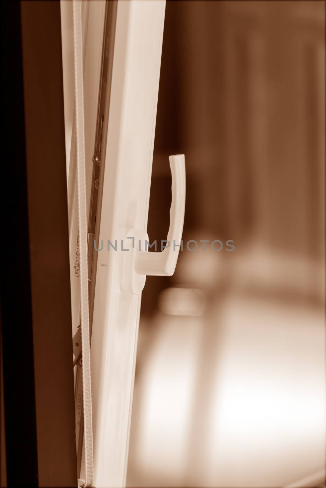 system to close doors, note shallow depth of field