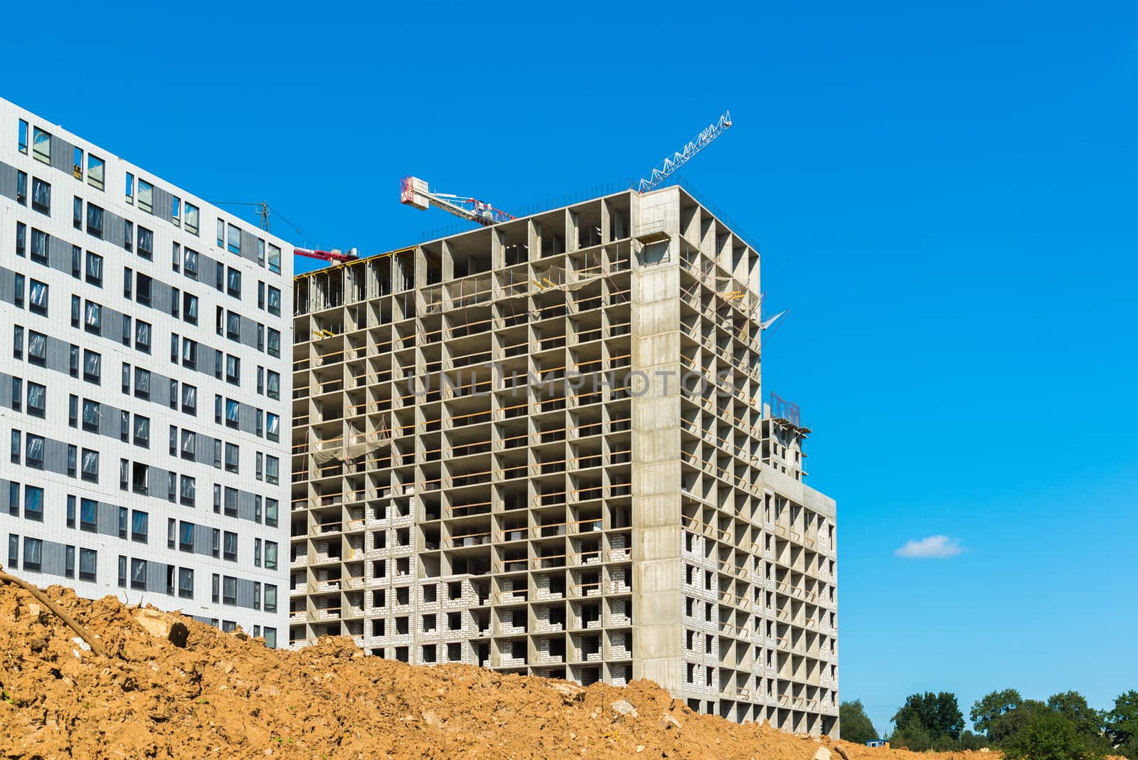 Construction of residential buildings in a Moscow, Russia