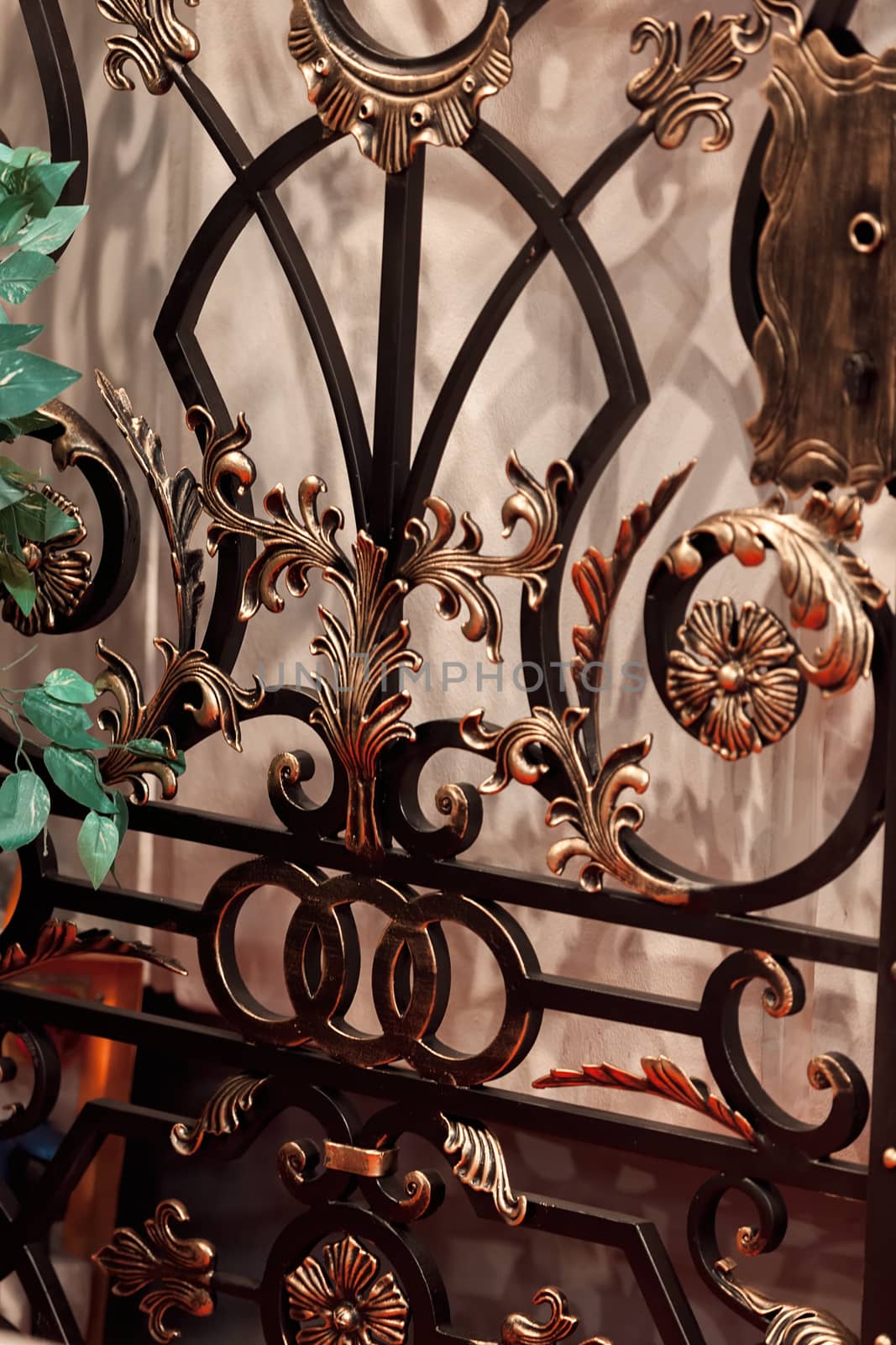 decorations made of wrought iron, note shallow depth of field