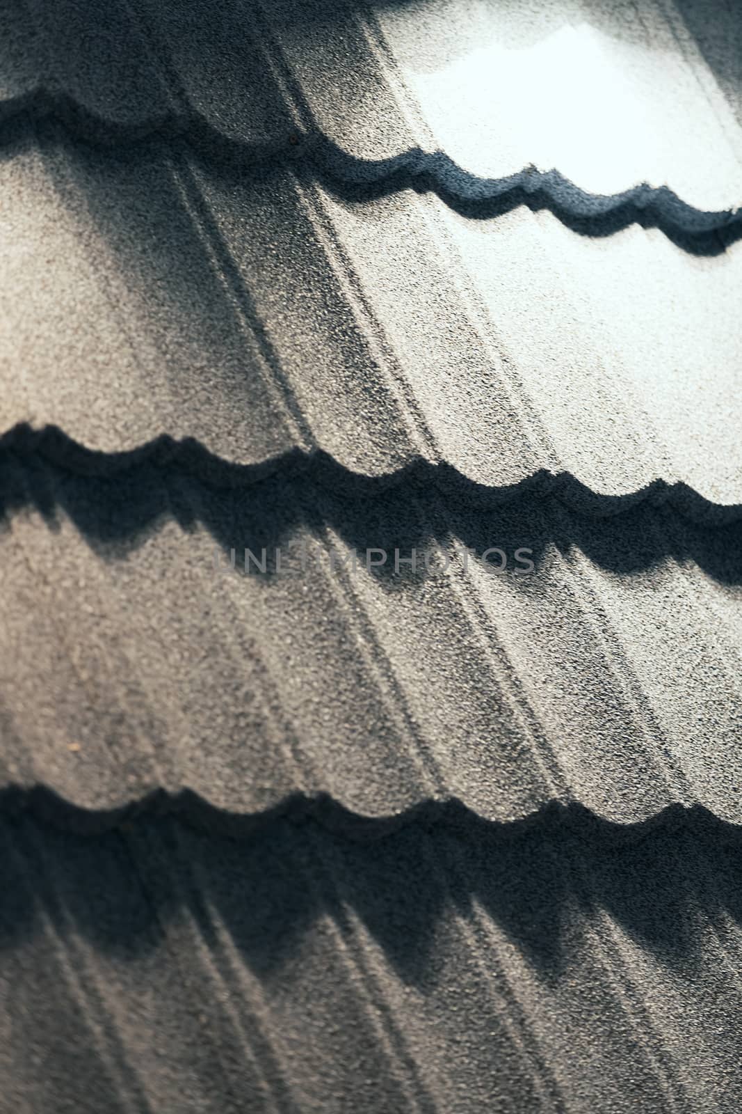 black roof tiles to cover the house, note shallow depth of field