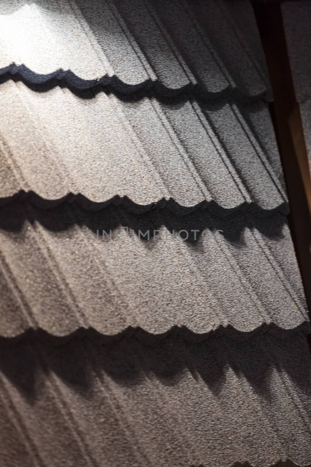 black roof tiles to cover the house, note shallow depth of field