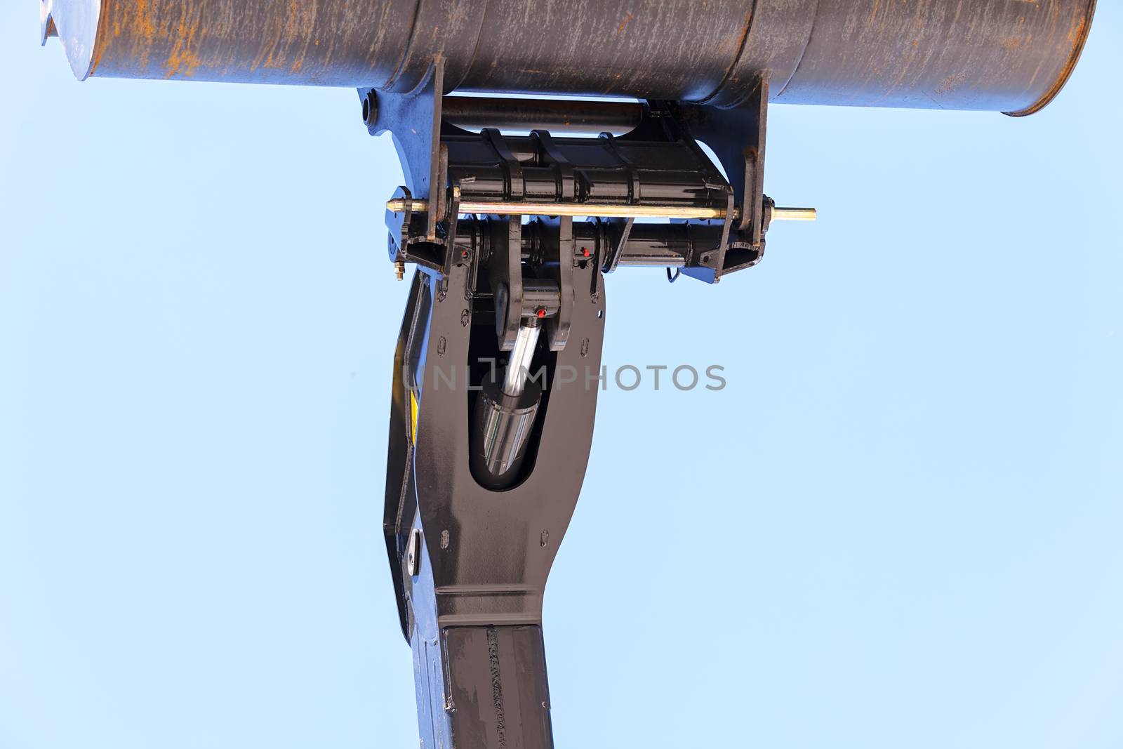 erected bucket for excavator, note shallow depth of field