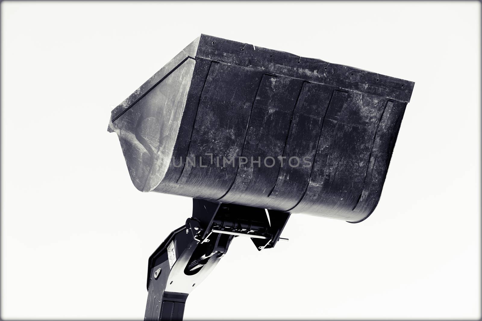 erected bucket for excavator, note shallow depth of field