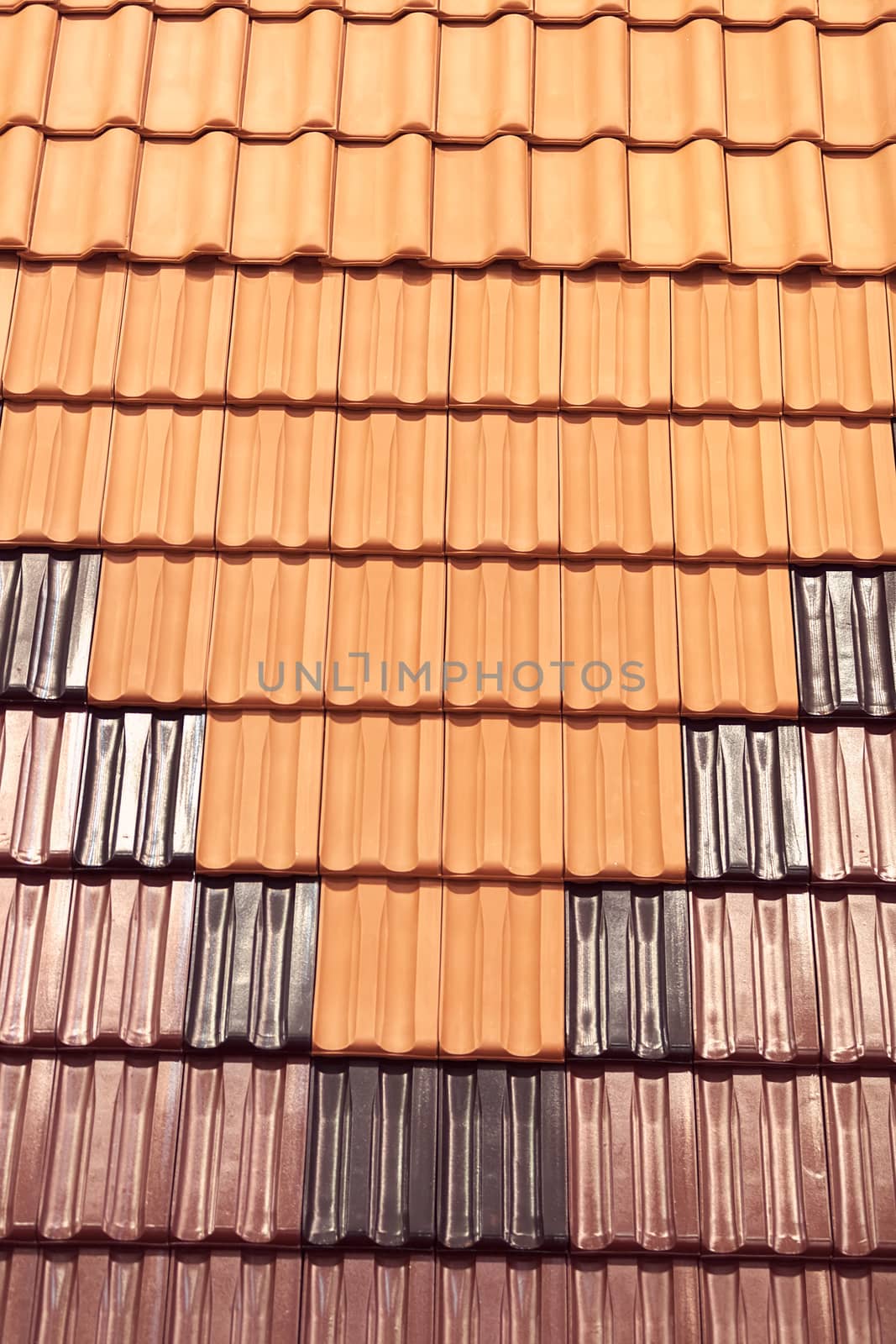 types of red tiles for roof  to cover the house, note shallow depth of field