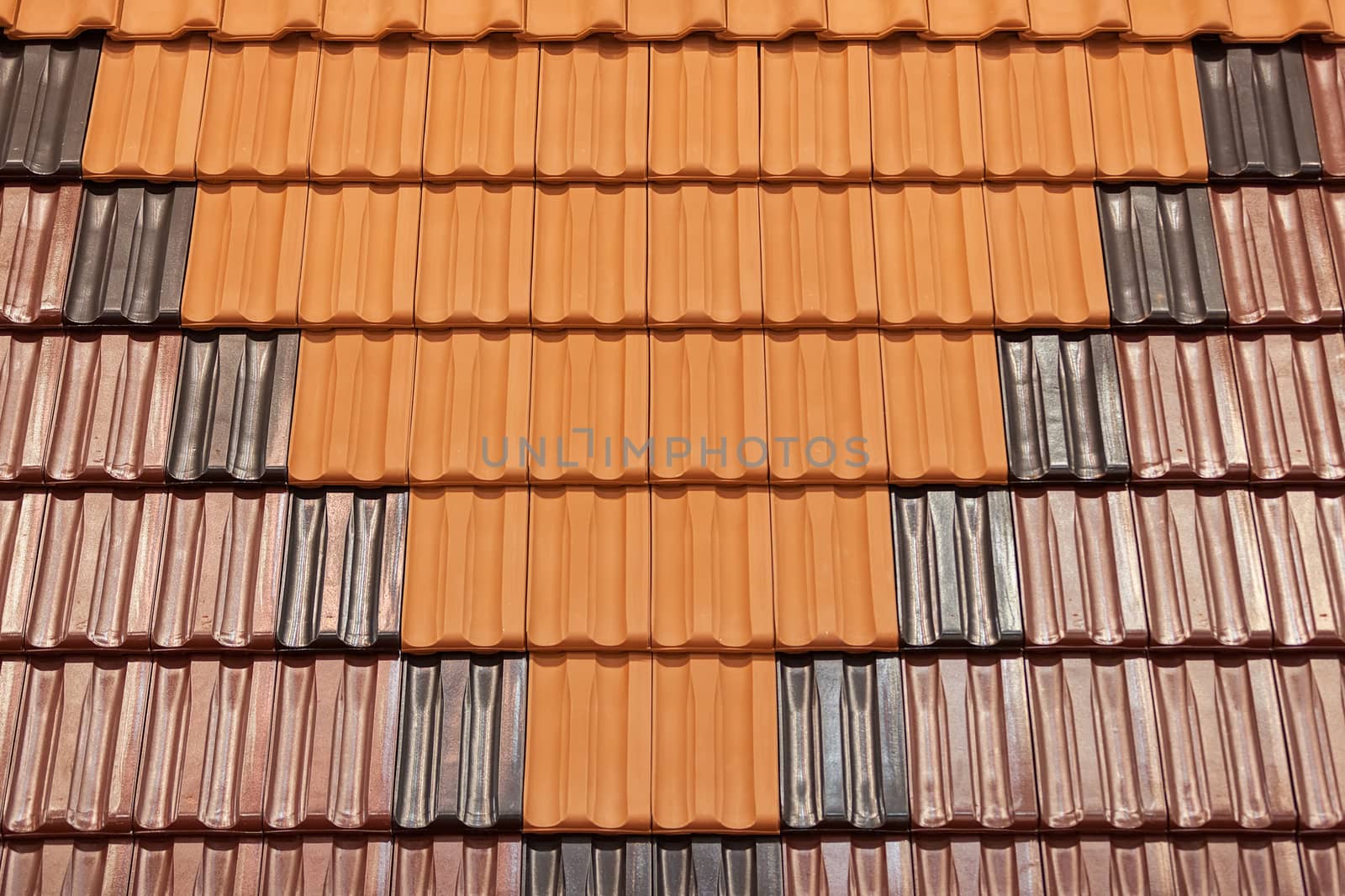 types of red tiles for roof  to cover the house, note shallow depth of field