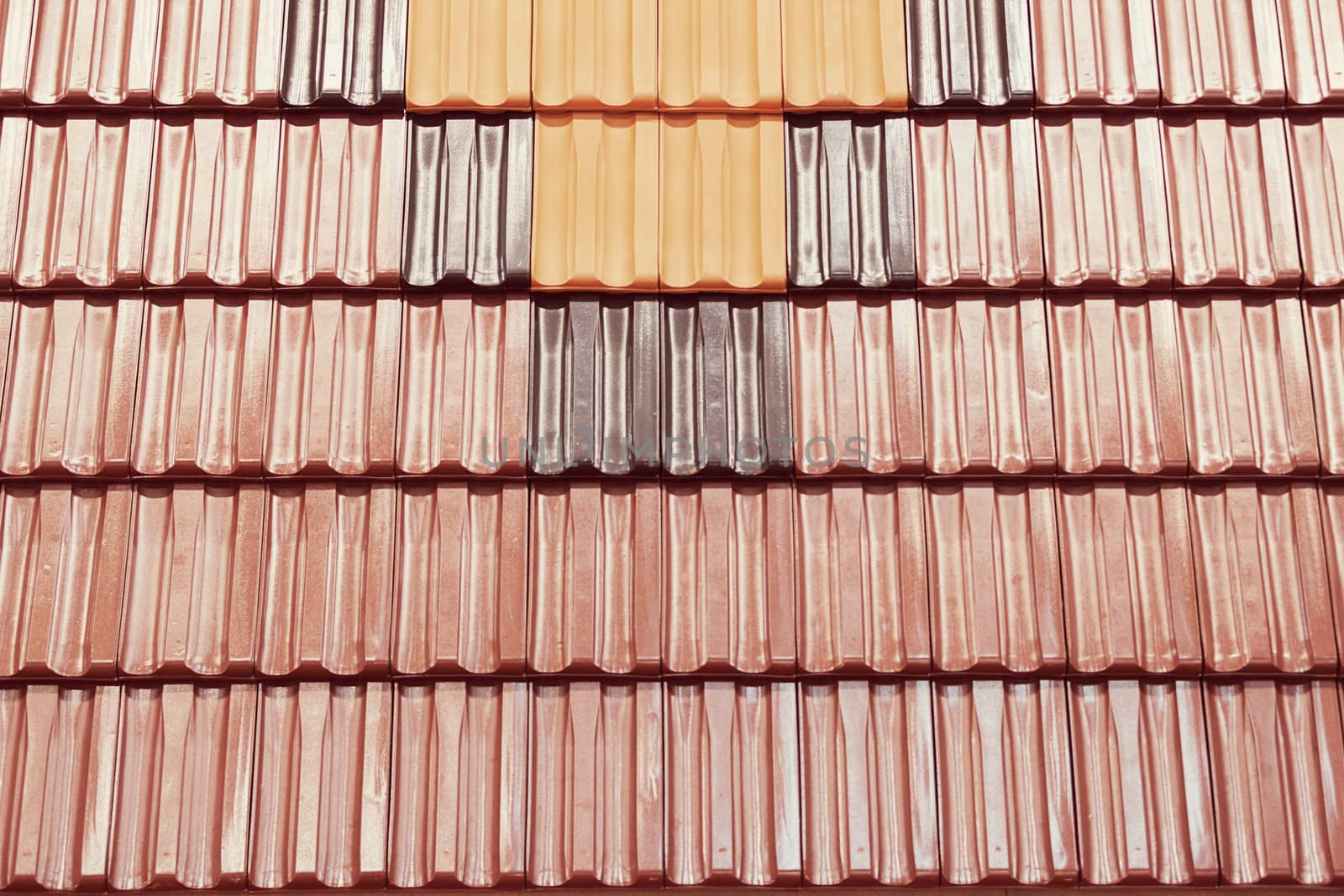 types of red tiles for roof  to cover the house, note shallow depth of field