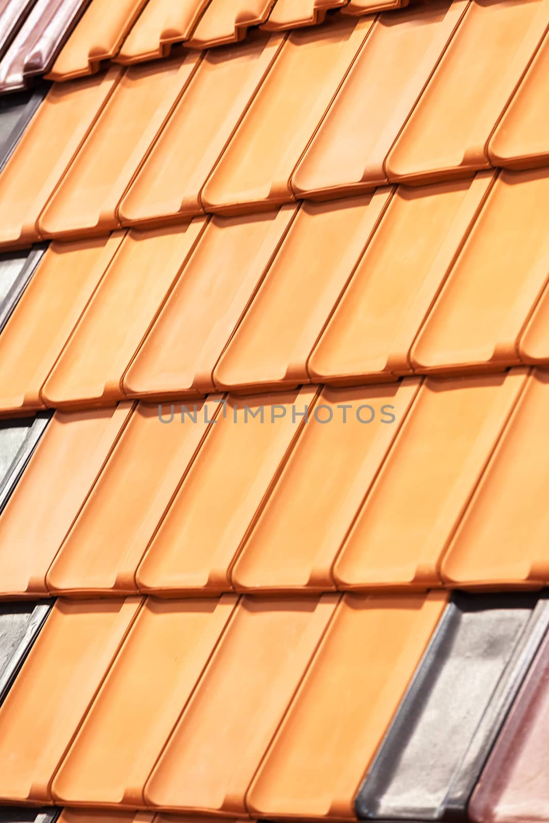 types of red tiles for roof  to cover the house, note shallow depth of field