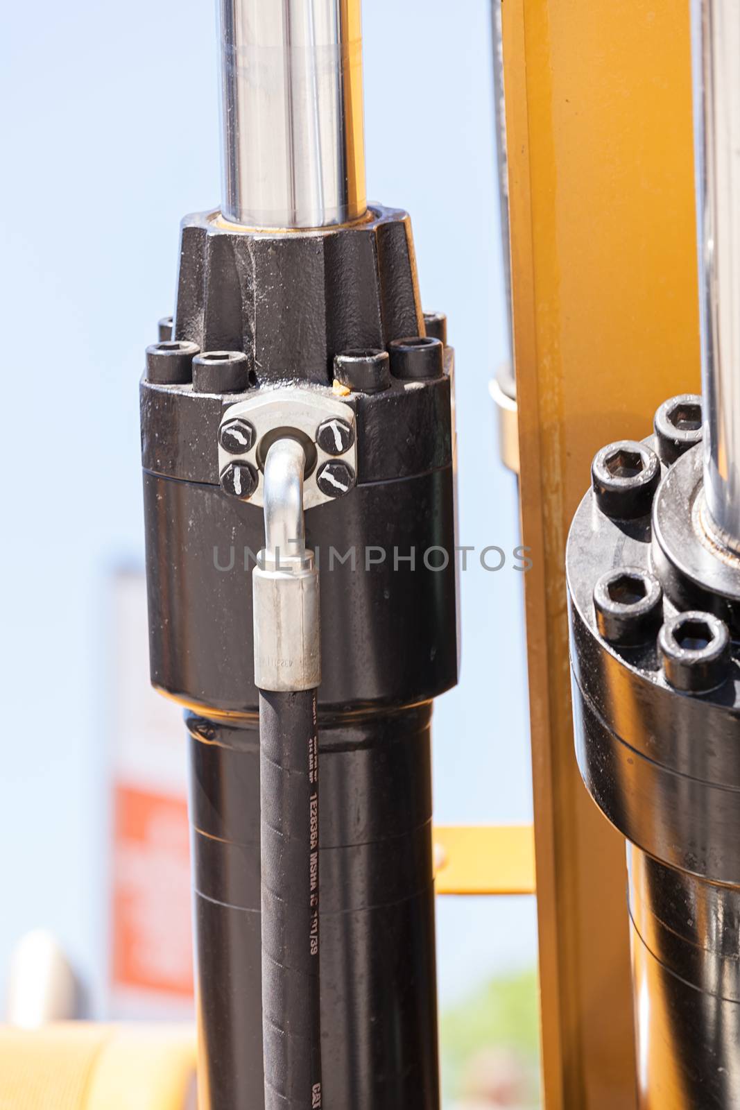 parts of machinery for the construction industry, note shallow depth of field