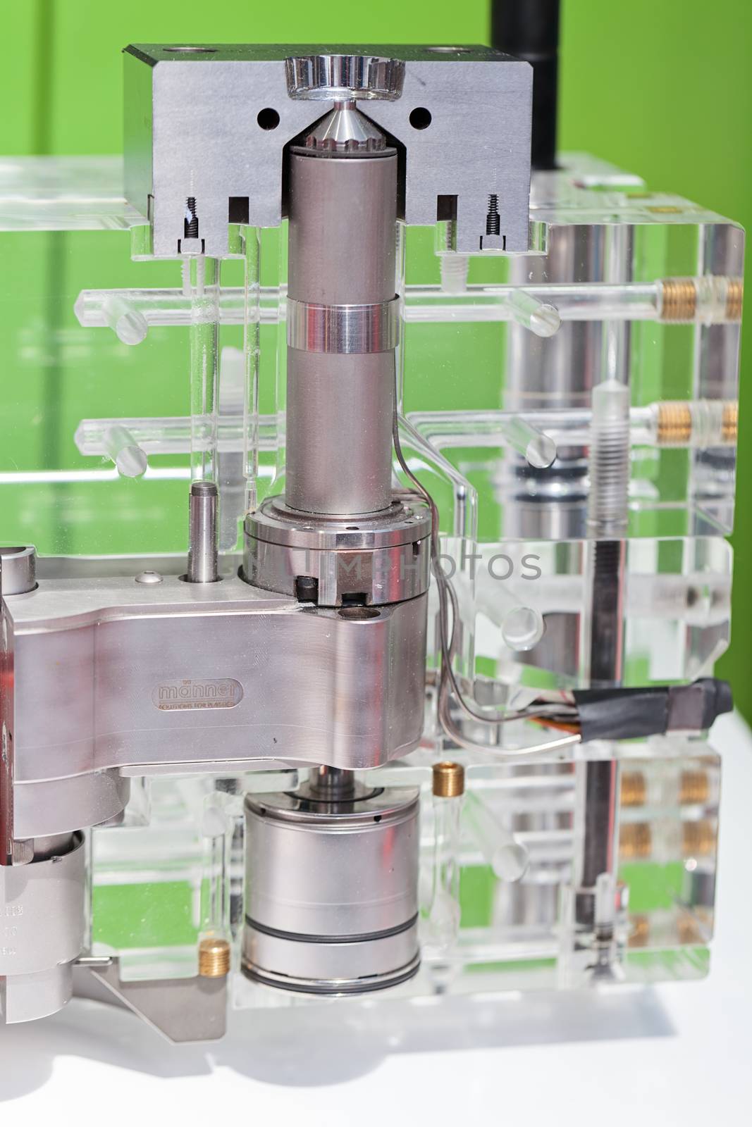 detail of metal processing machines on the blue background, note shallow depth of field