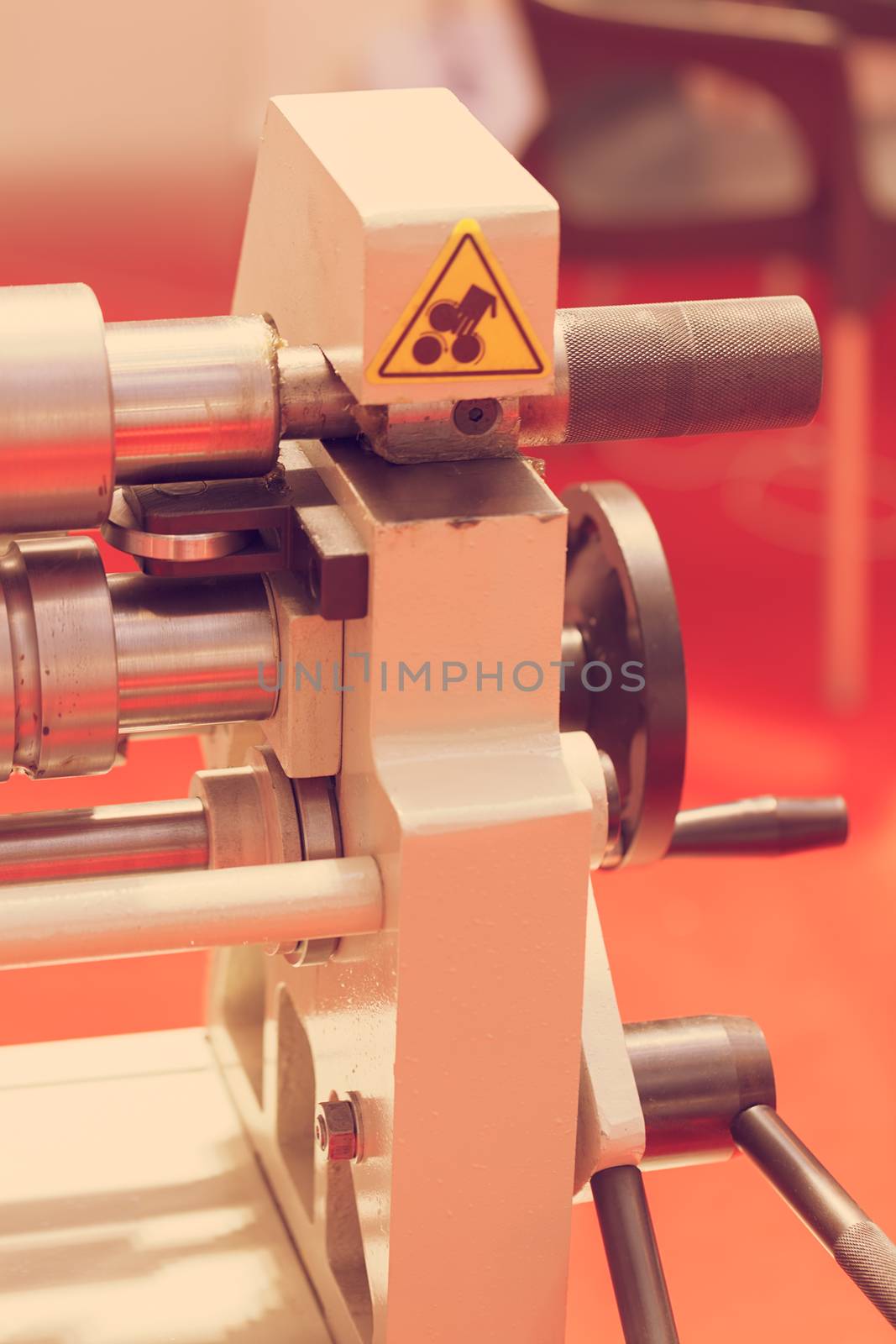 detail of metal processing machines , note shallow depth of field