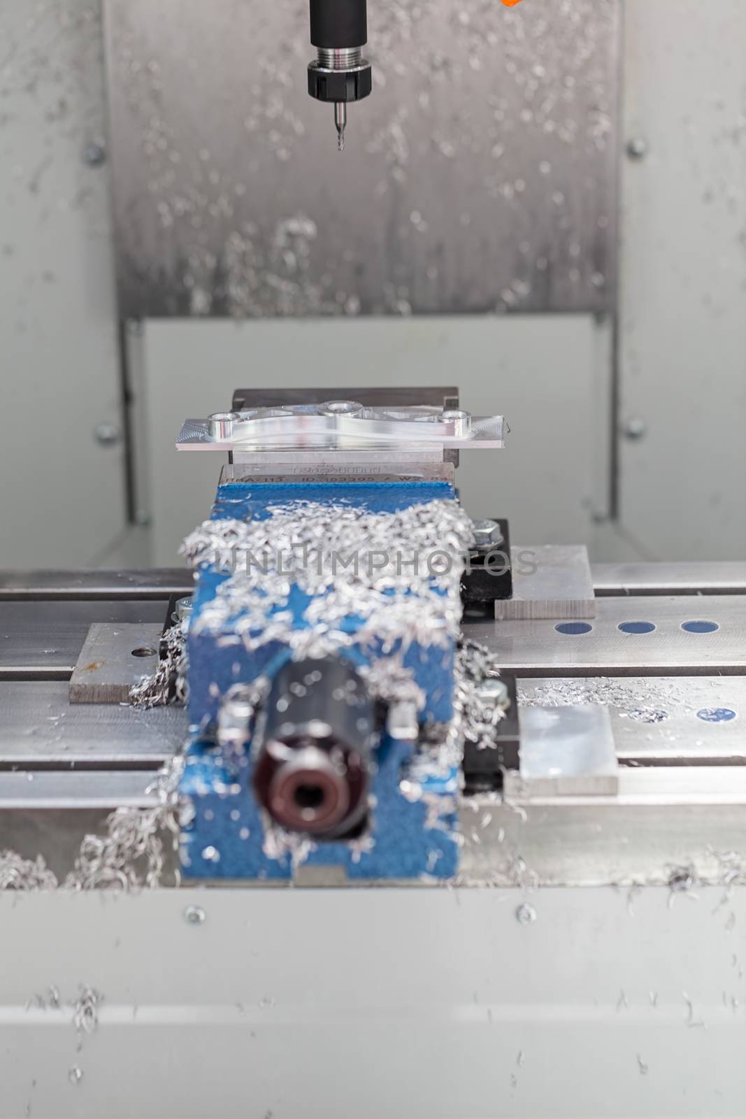 holders on the machine tool for metal, note shallow depth of field