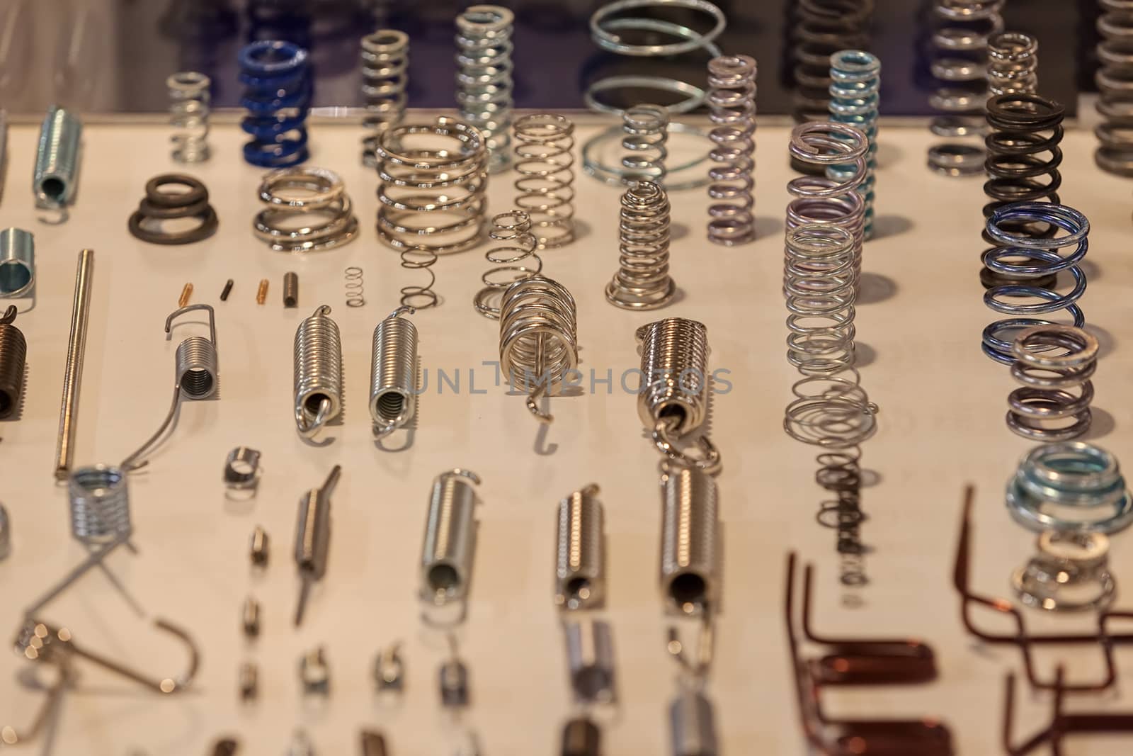 Various metal springs for different purposes, note shallow depth of field