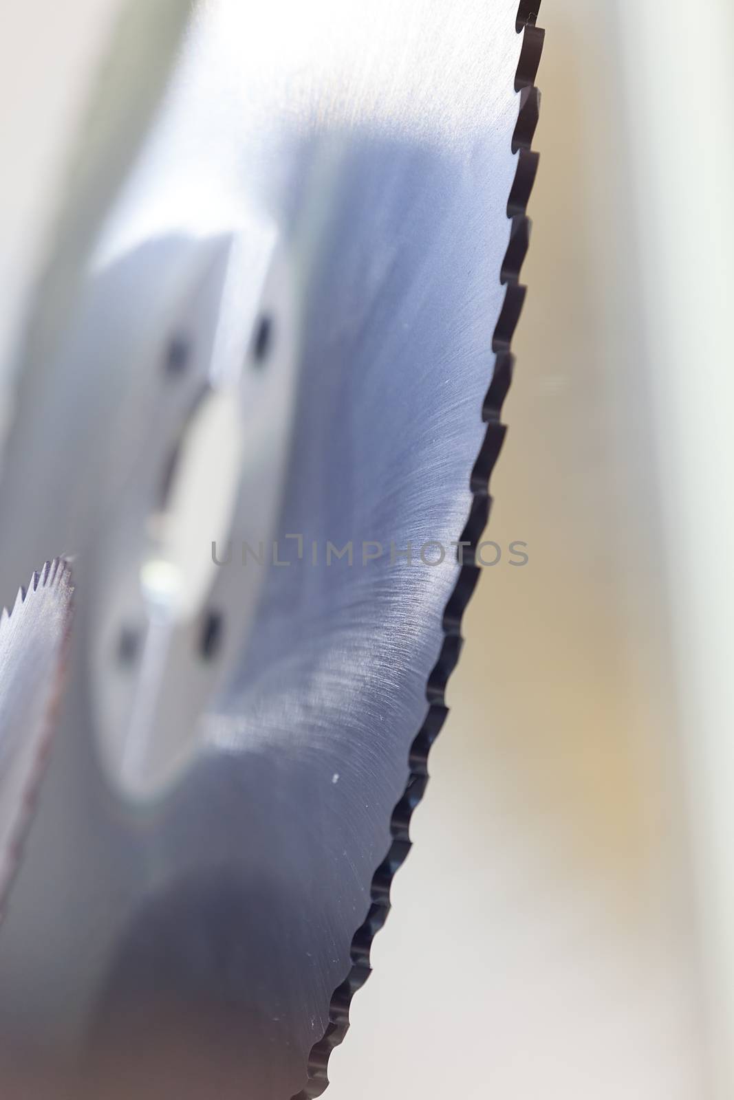 detail of machines for metal cutting, note shallow depth of field