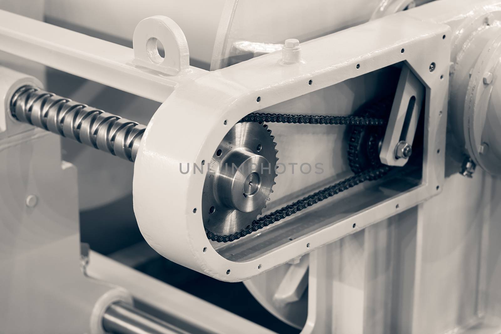 detail of machines for metal cutting, note shallow depth of field