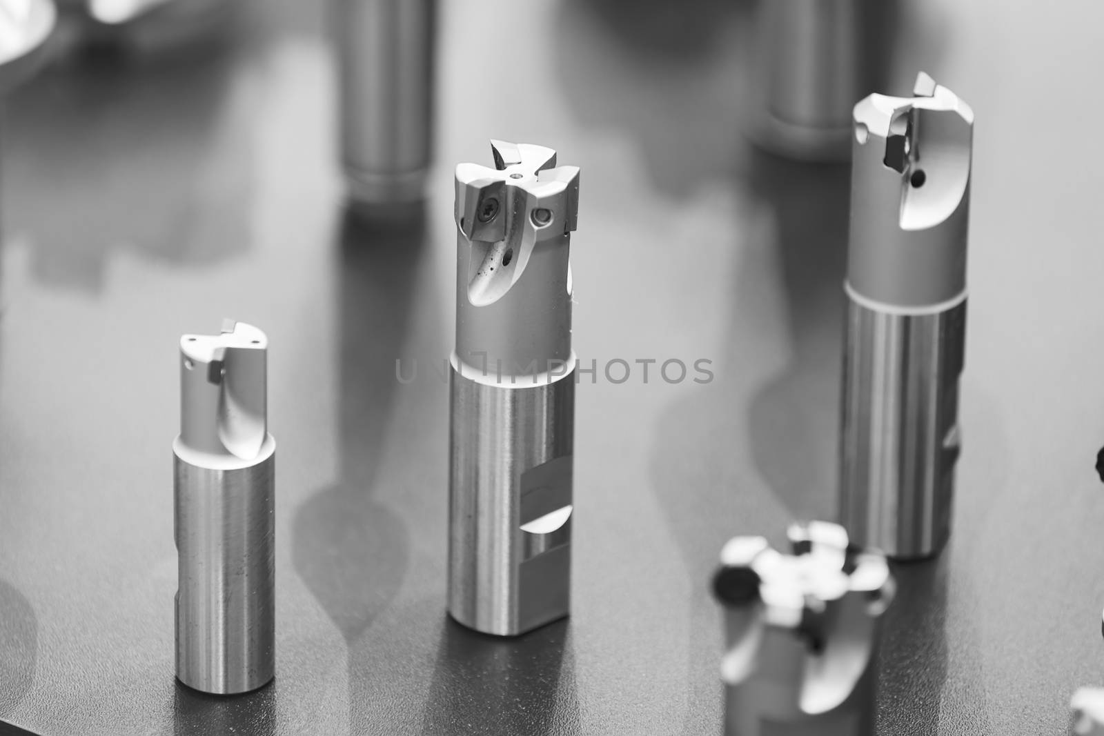 Various parts for lathe tools, note shallow depth of field