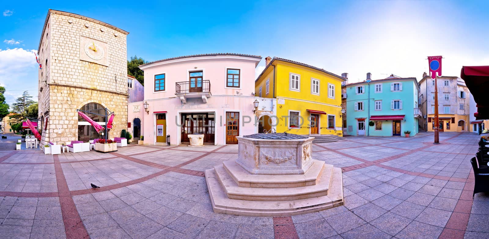 Town of Krk historic main square panoramic view by xbrchx