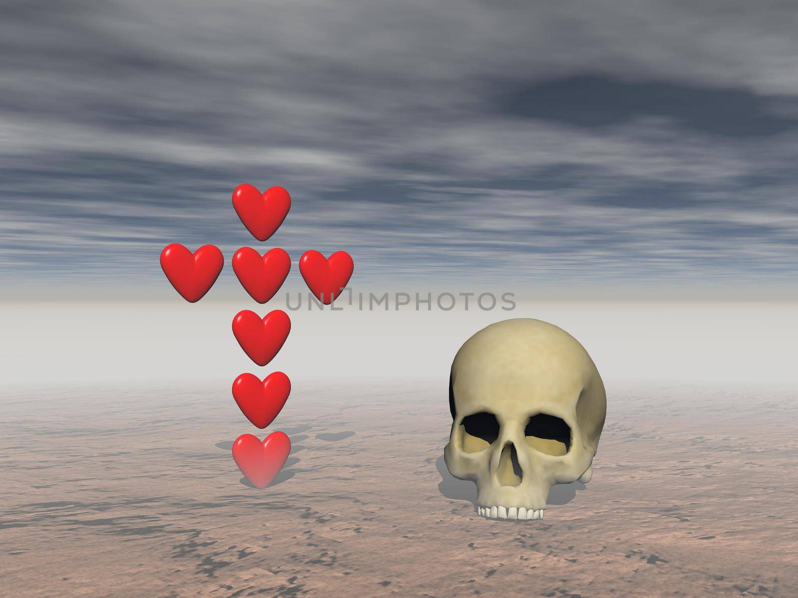 Heart of love that suffers and dies - 3d rendering