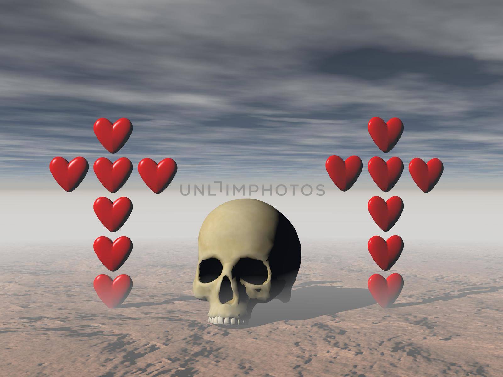 Heart of love that suffers and dies - 3d rendering