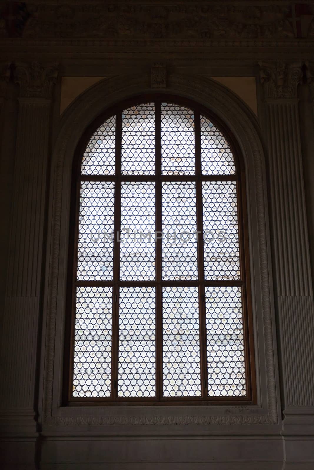 Detail of a window with pattern of circles