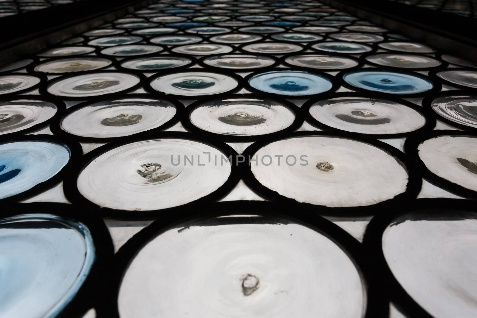 Detail of a window with pattern of circles