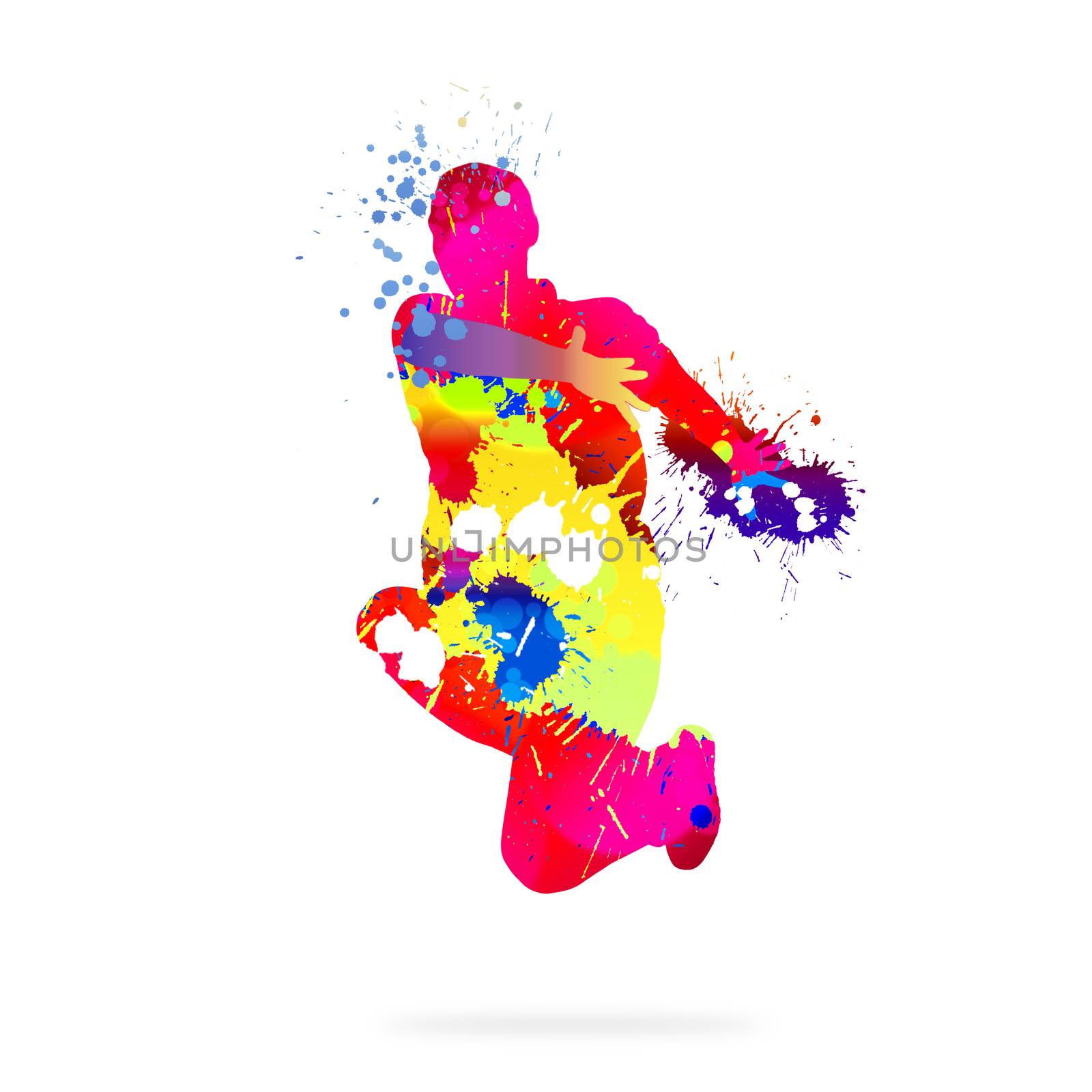 Image with color silhouette of dancer on white background