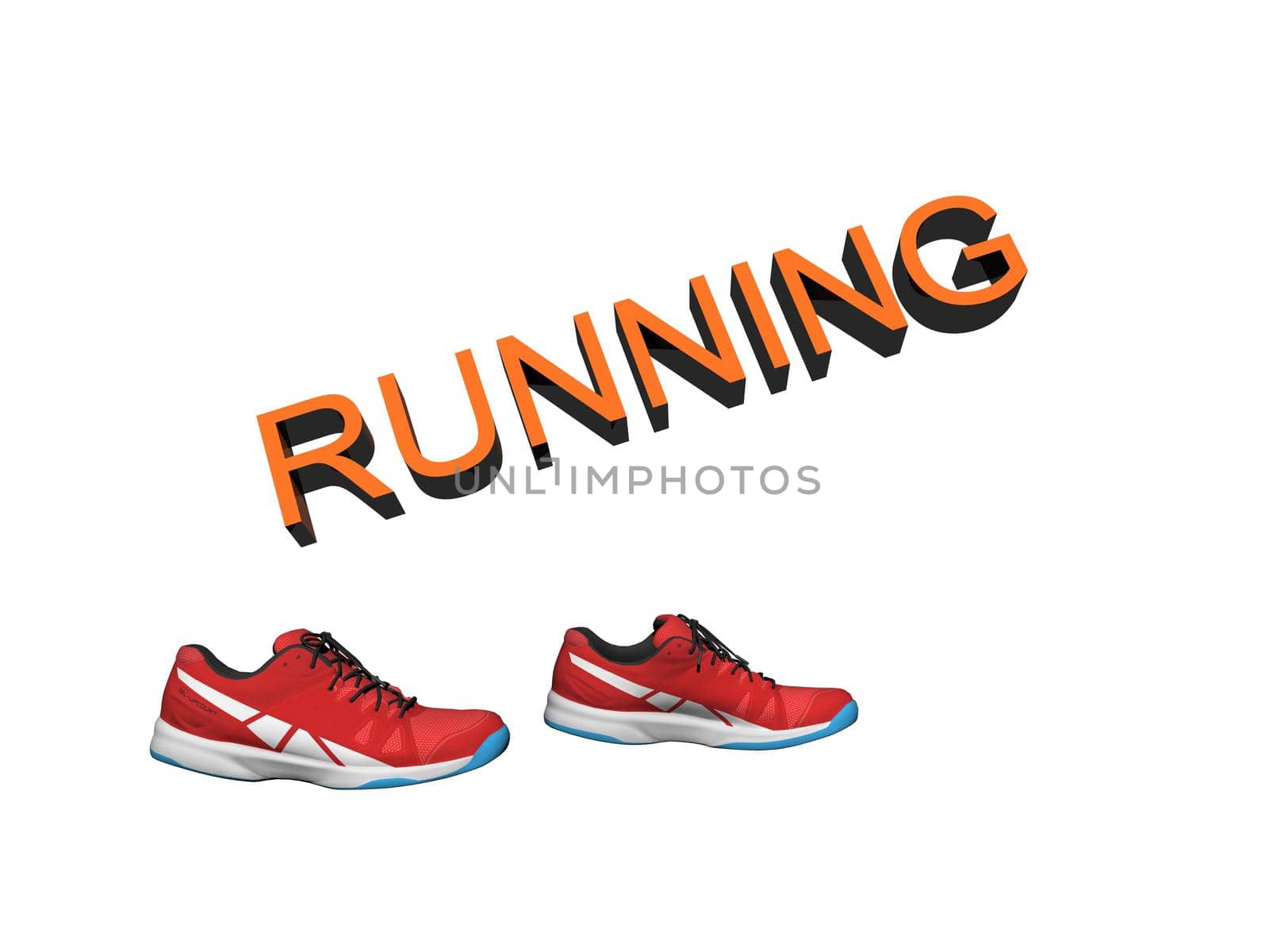 Sport shoes and balls in white background - 3d rendering by mariephotos