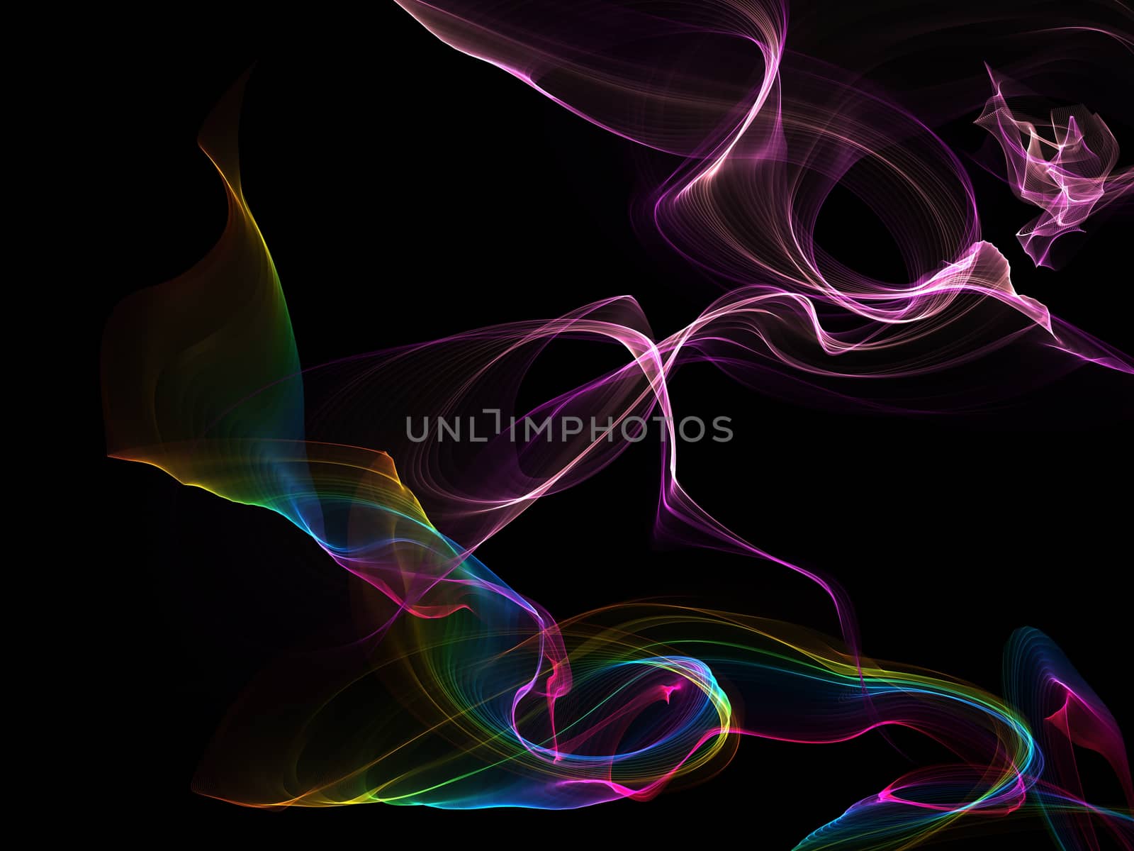 Dark abstract background with a glowing abstract waves, abstract background