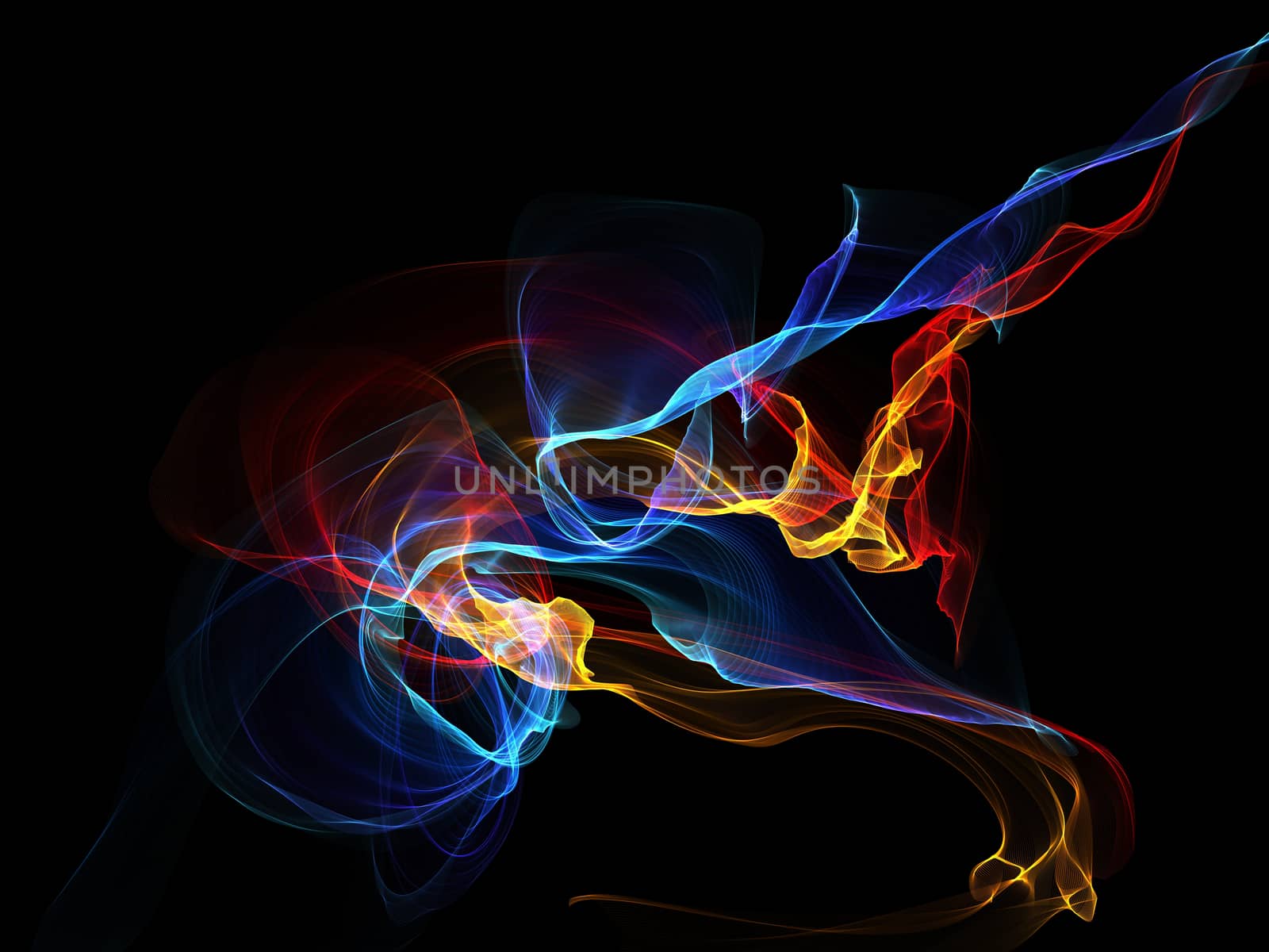 Dark abstract background with a glowing abstract waves by teerawit