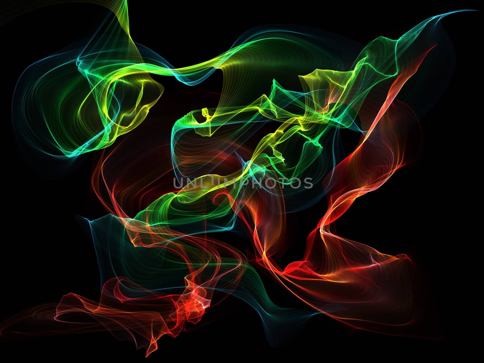 Dark abstract background with a glowing abstract waves, abstract background