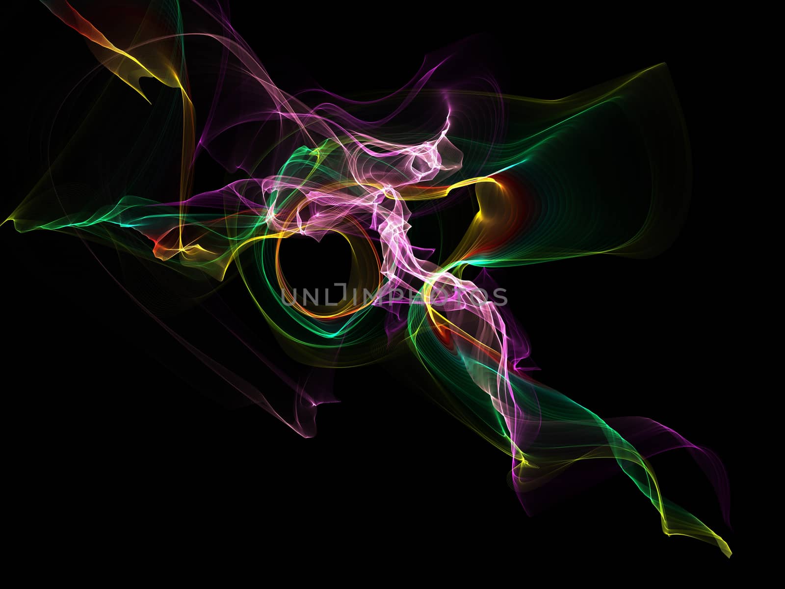 Dark abstract background with a glowing abstract waves, abstract background