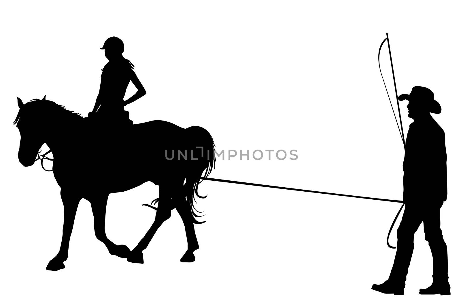Girl riding on the horse with her trainer by hibrida13