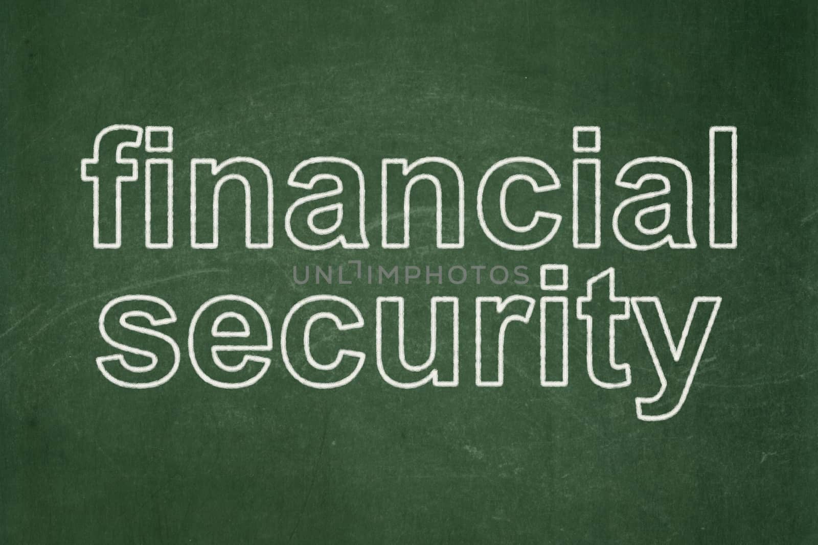 Safety concept: text Financial Security on Green chalkboard background