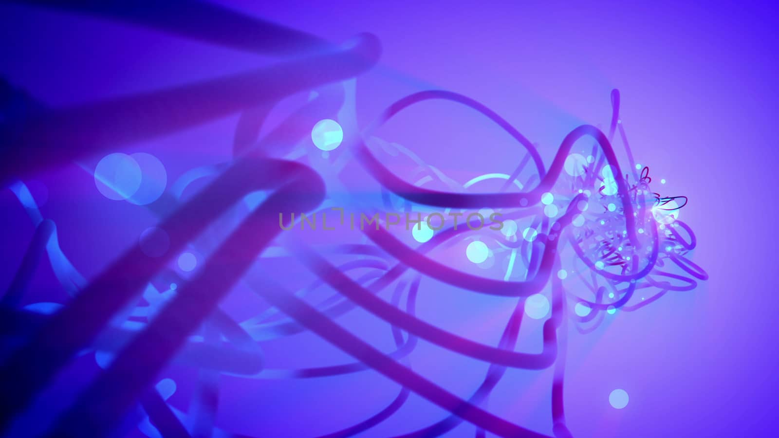 Impressive 3d illustration of abstract fantasy strokes and smears looking like several differently shaped twisted spirals in the blue-violet background