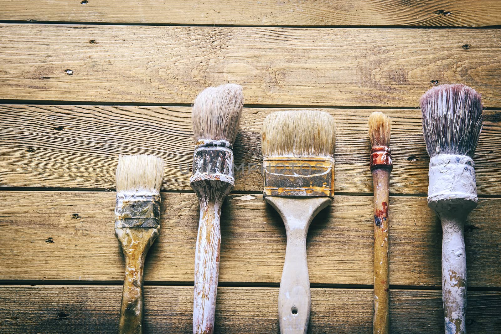 Group of  old oxide vintage tools. Paintbrushes by nachrc2001