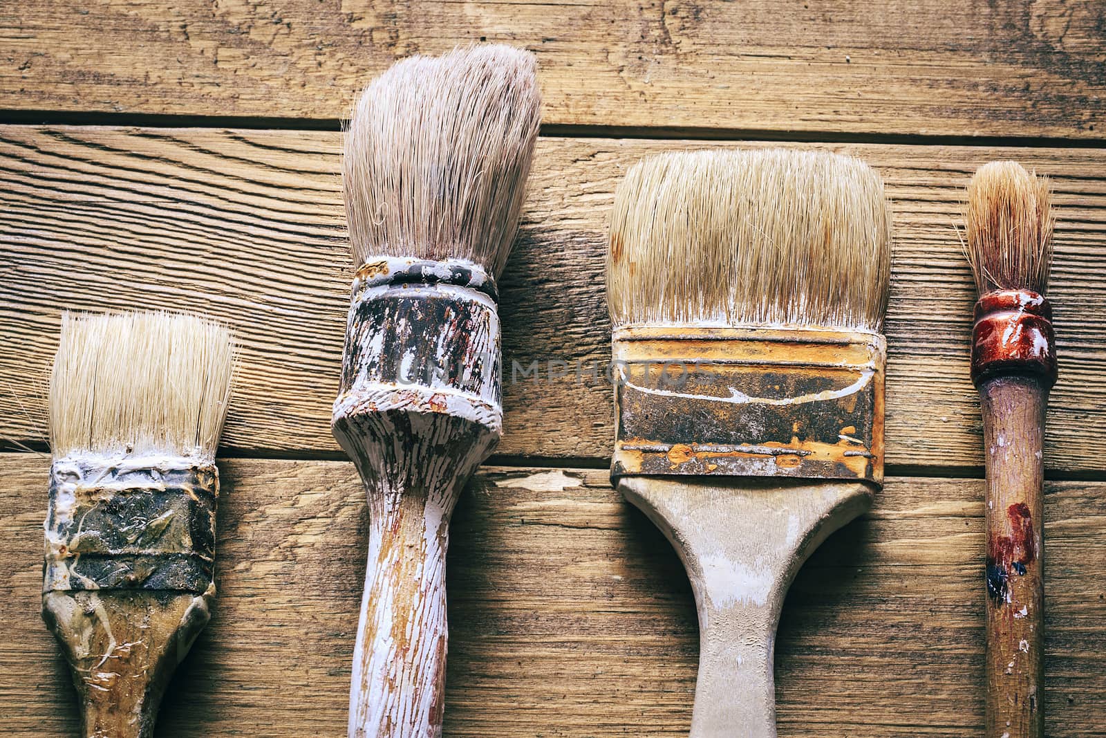 Group of  old oxide vintage tools. Paintbrushes