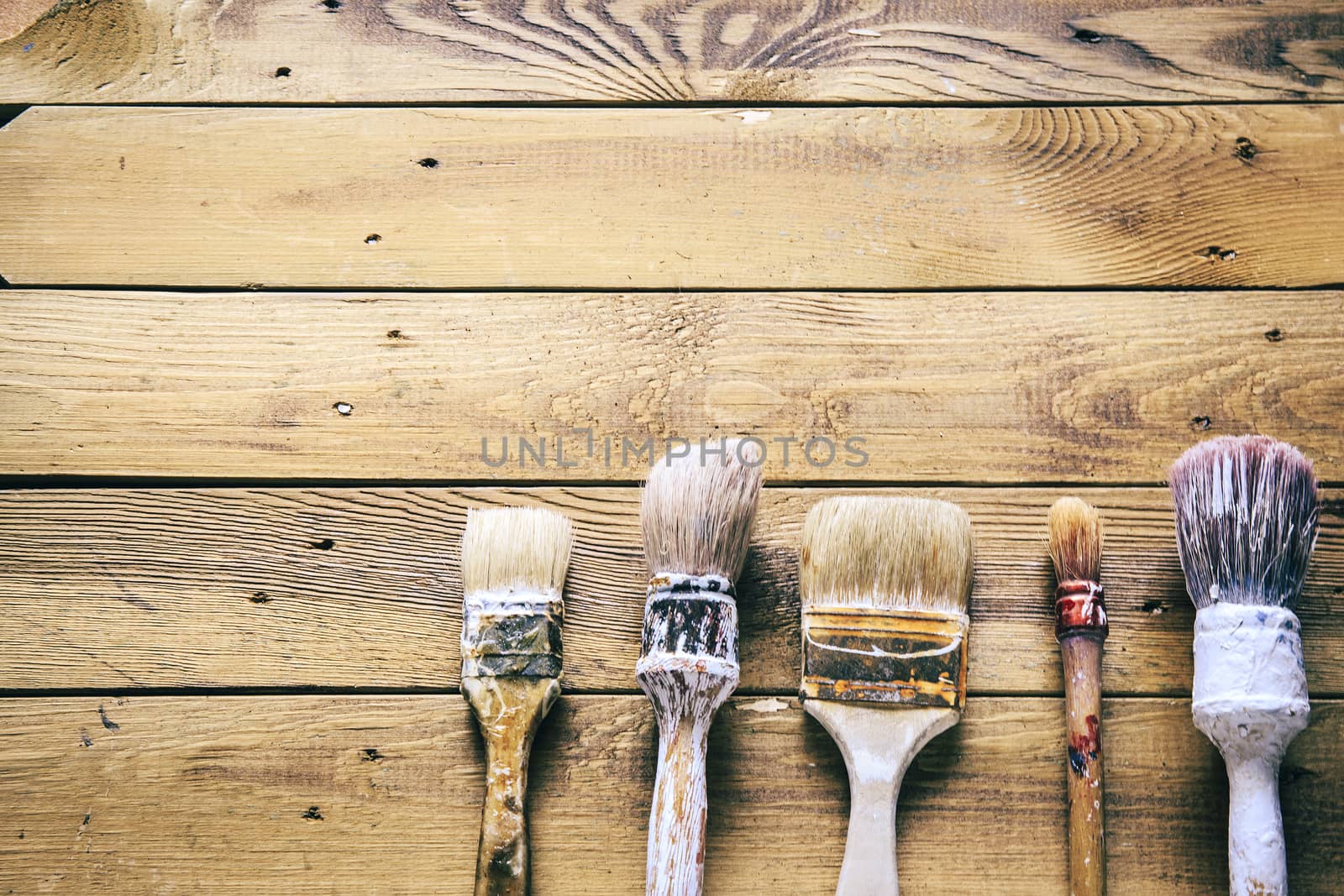 Group of  old oxide vintage tools. Paintbrushes by nachrc2001