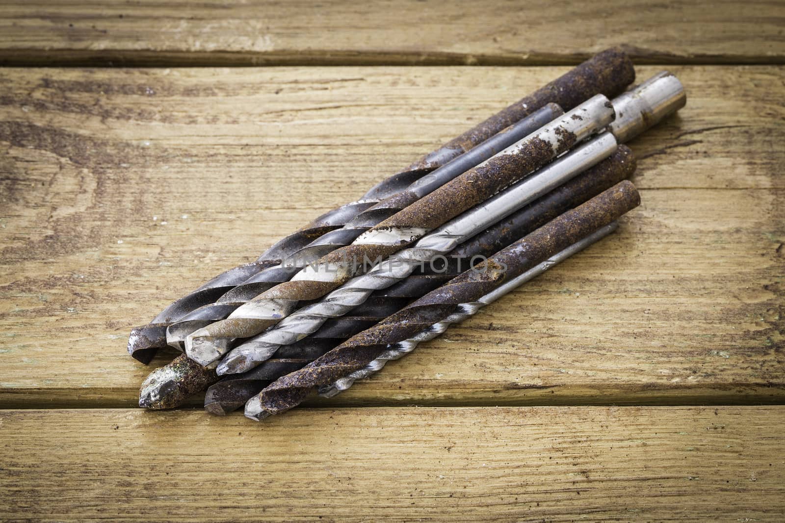 Group of  old oxide vintage tools. Drills