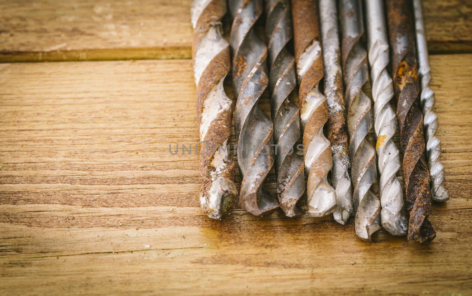 Group of  old oxide vintage tools. Drills